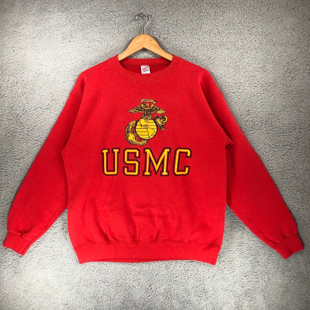 Vintage Soffe Sweats USMC Sweatshirt Red Mens Large USA Made Marine Corps EGA